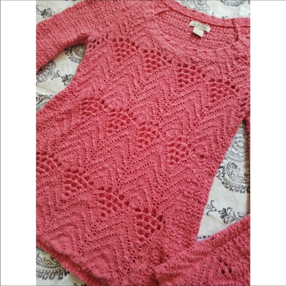 LUCKY BRAND Pink Crochet Sweater - Picture 1 of 3